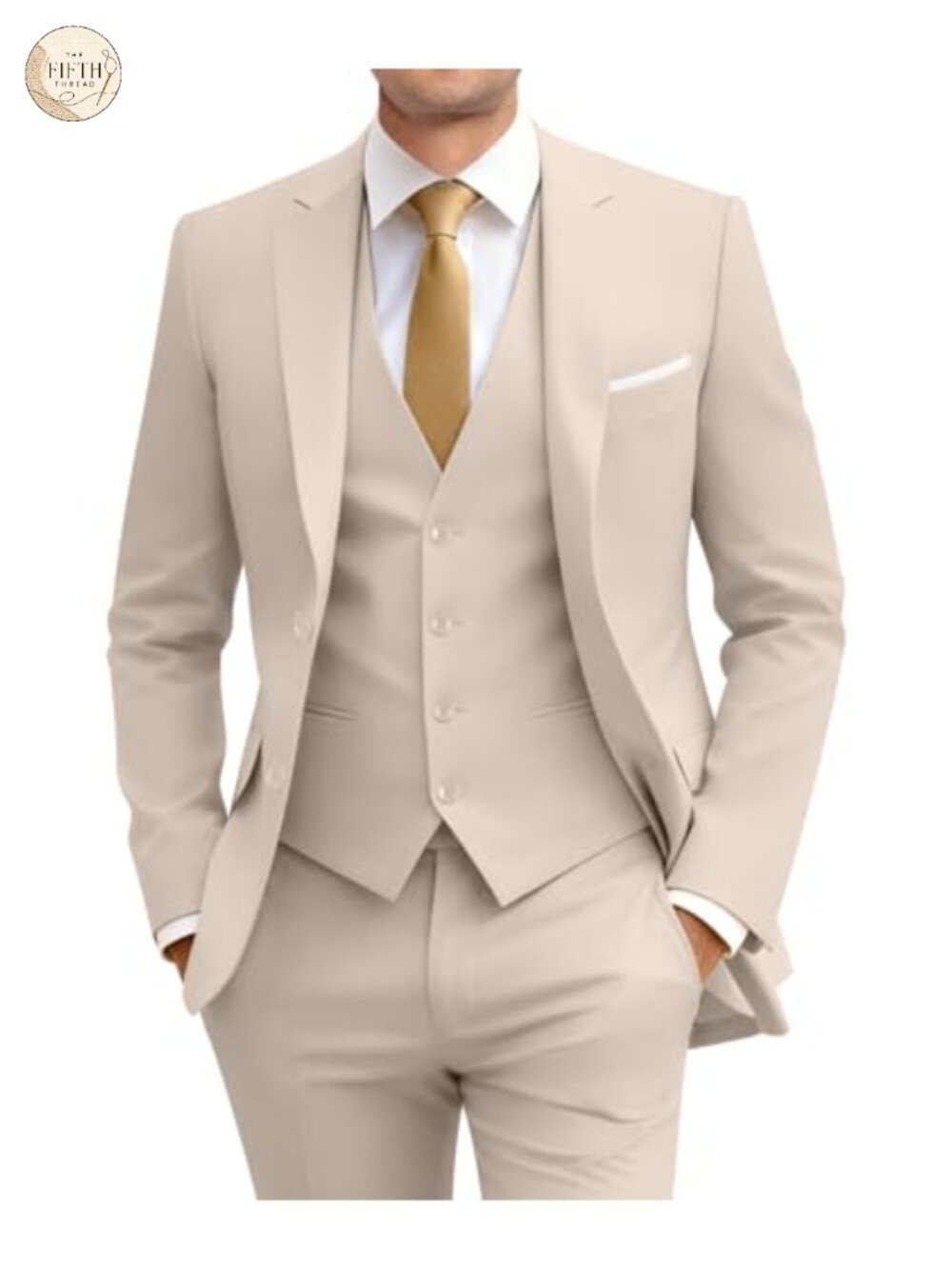 Men's Slim Fit 3 Piece Suit Set with Tie - 4 Piece Formal Wedding